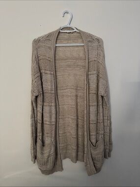 Garage Open-Front Knit Cardigan in Taupe